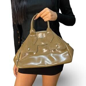 Vivienne Westwood Yasmine Patent Brown Leather Handbag